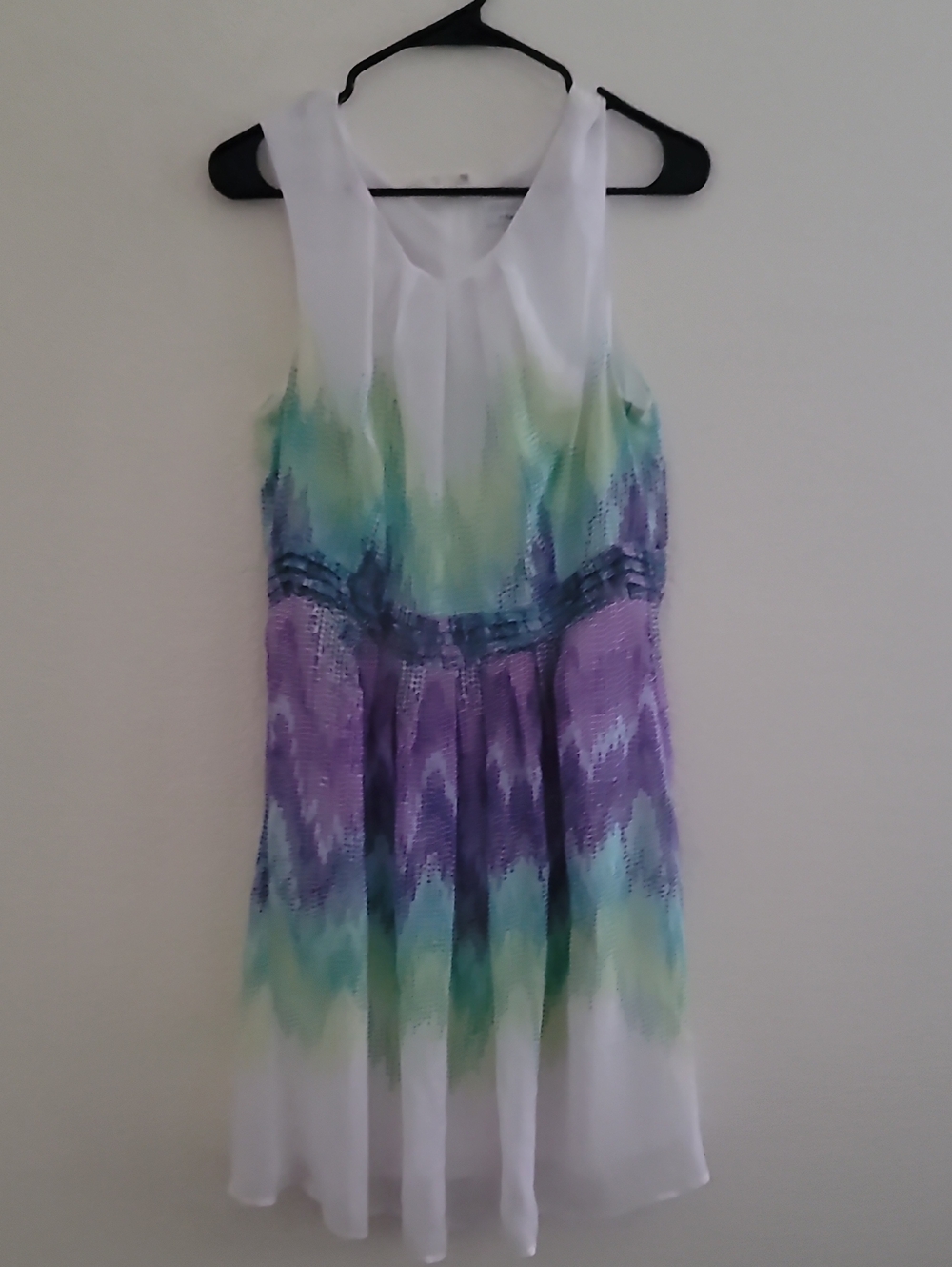 Signature by Robbie Bee White Dress with Purple and Teal Ombre